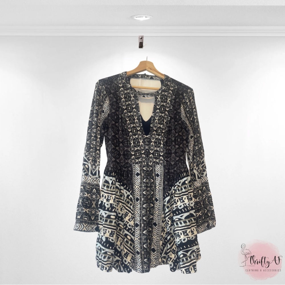 Free People Tegan Boarder Print Mini Dress Sz 6